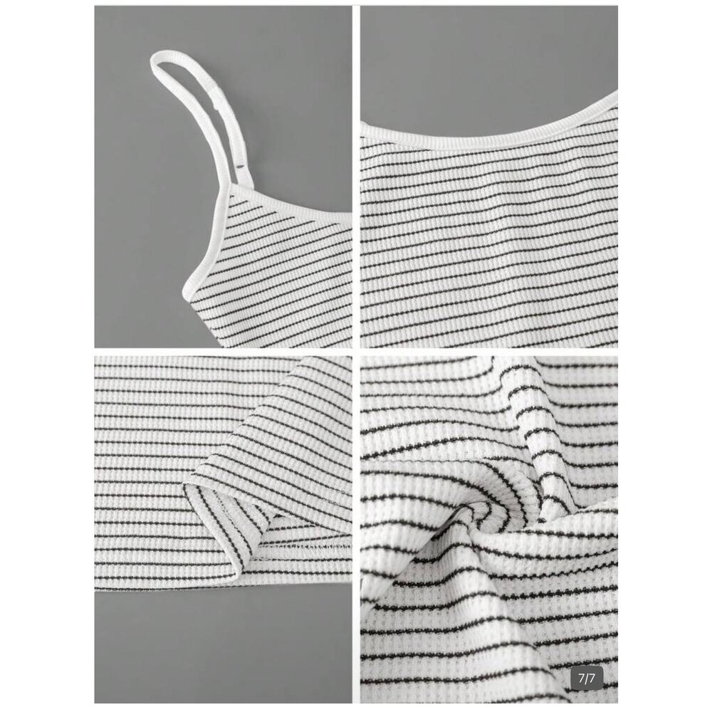 Revolve White and Black Striped Midi Tank Dress 8/10 + Gold Disc Bracelet NWT - Picture 8 of 9